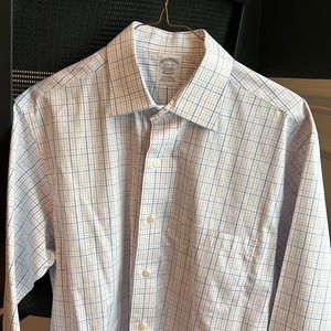 Brooks Brother non-iron dress shirt, purple/blue box, size 15.5/32 regent fit.